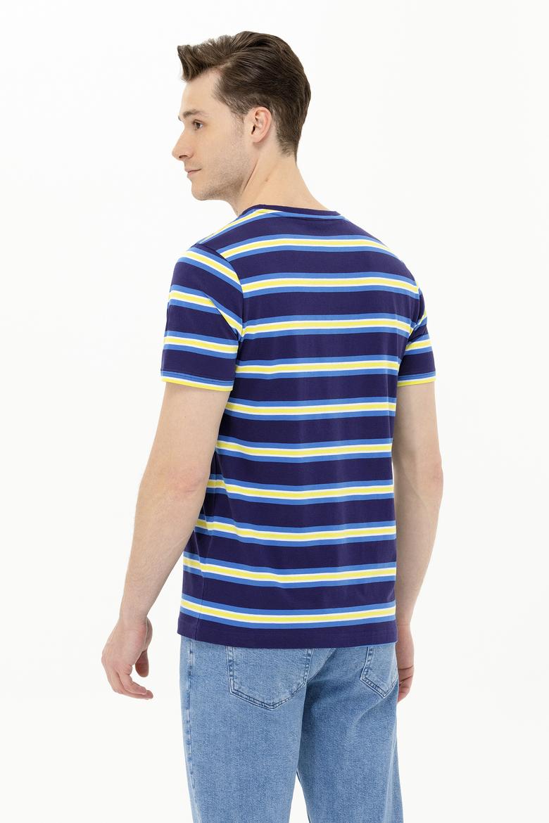 Erkek Lacivert Bisiklet Yaka Tişört - 50263261008