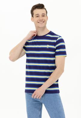 Erkek Lacivert Bisiklet Yaka Tişört - 50263261008