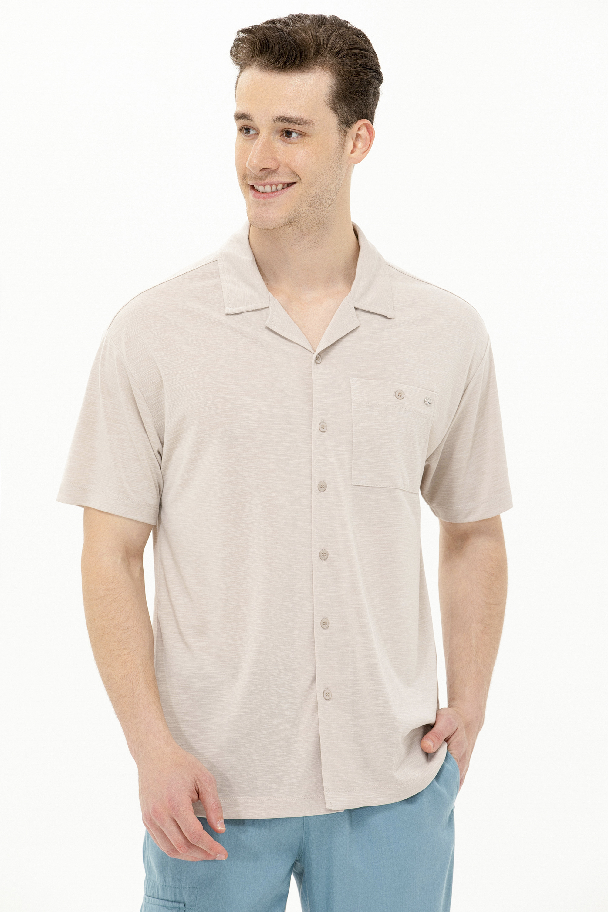 Erkek Taş Comfort Polo Yaka Tişört - Image 3
