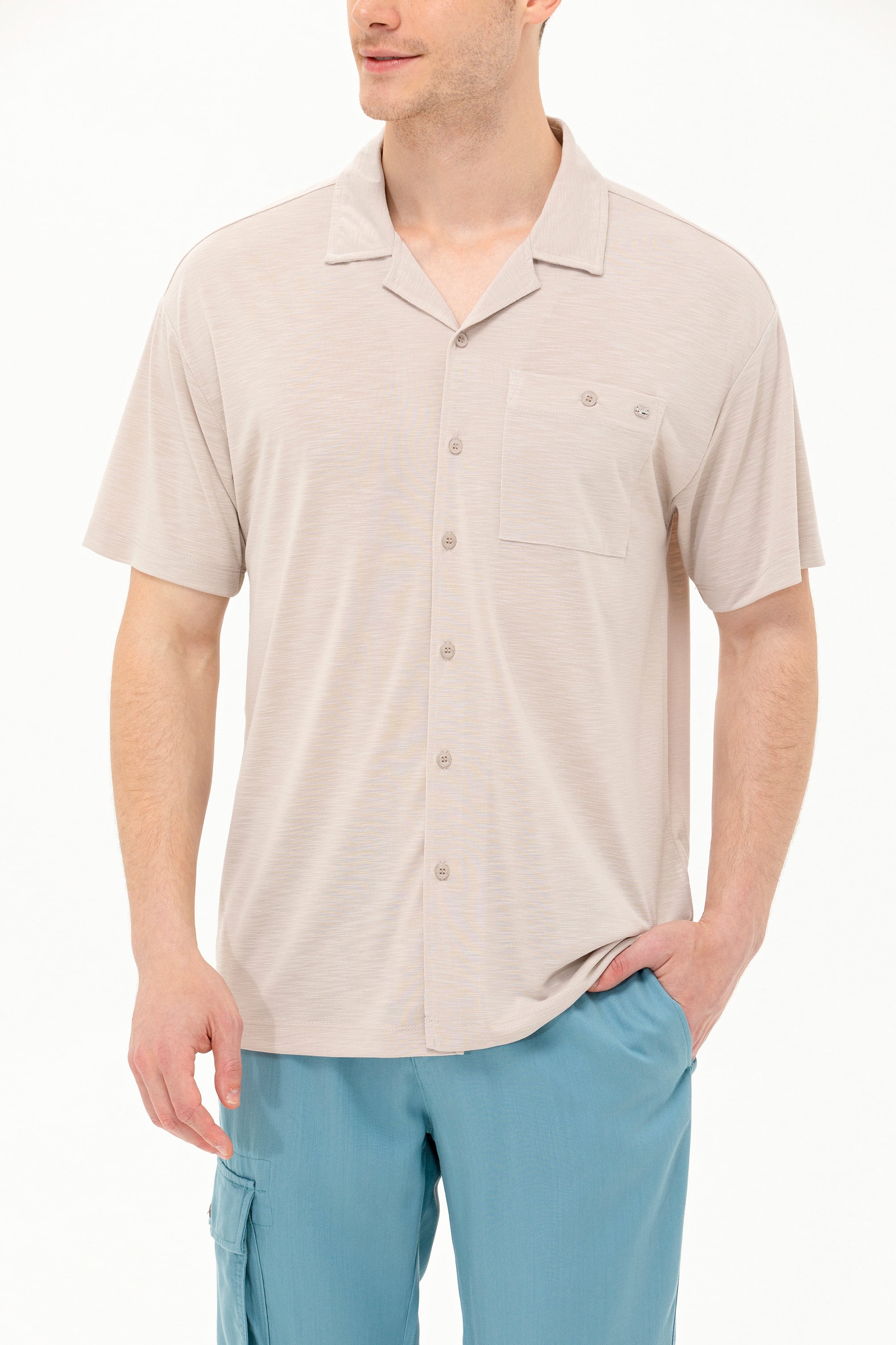 Erkek Taş Comfort Polo Yaka Tişört - Image 6