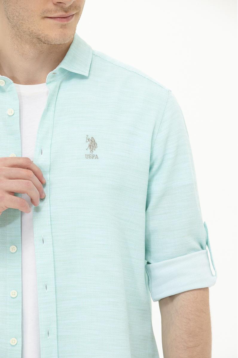 Erkek Mint Uzun Kollu Gömlek