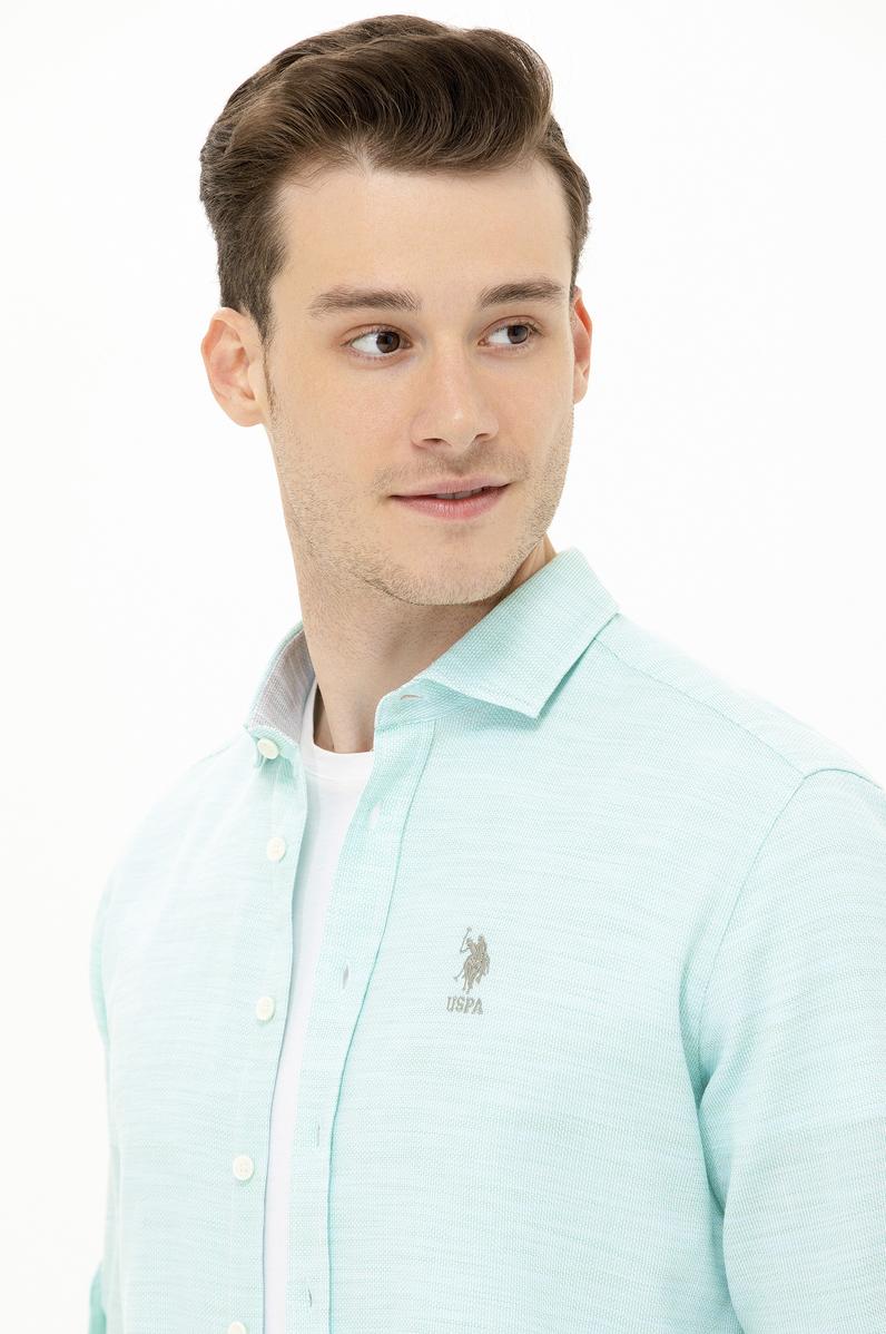 Erkek Mint Uzun Kollu Gömlek