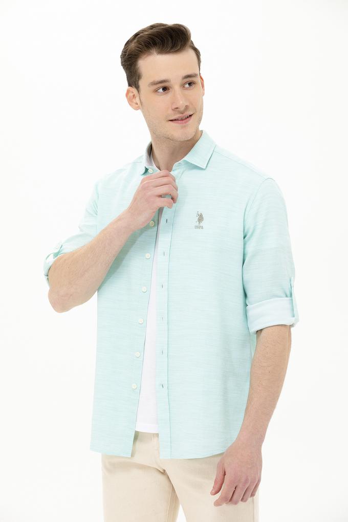 Erkek Mint Uzun Kollu Gömlek