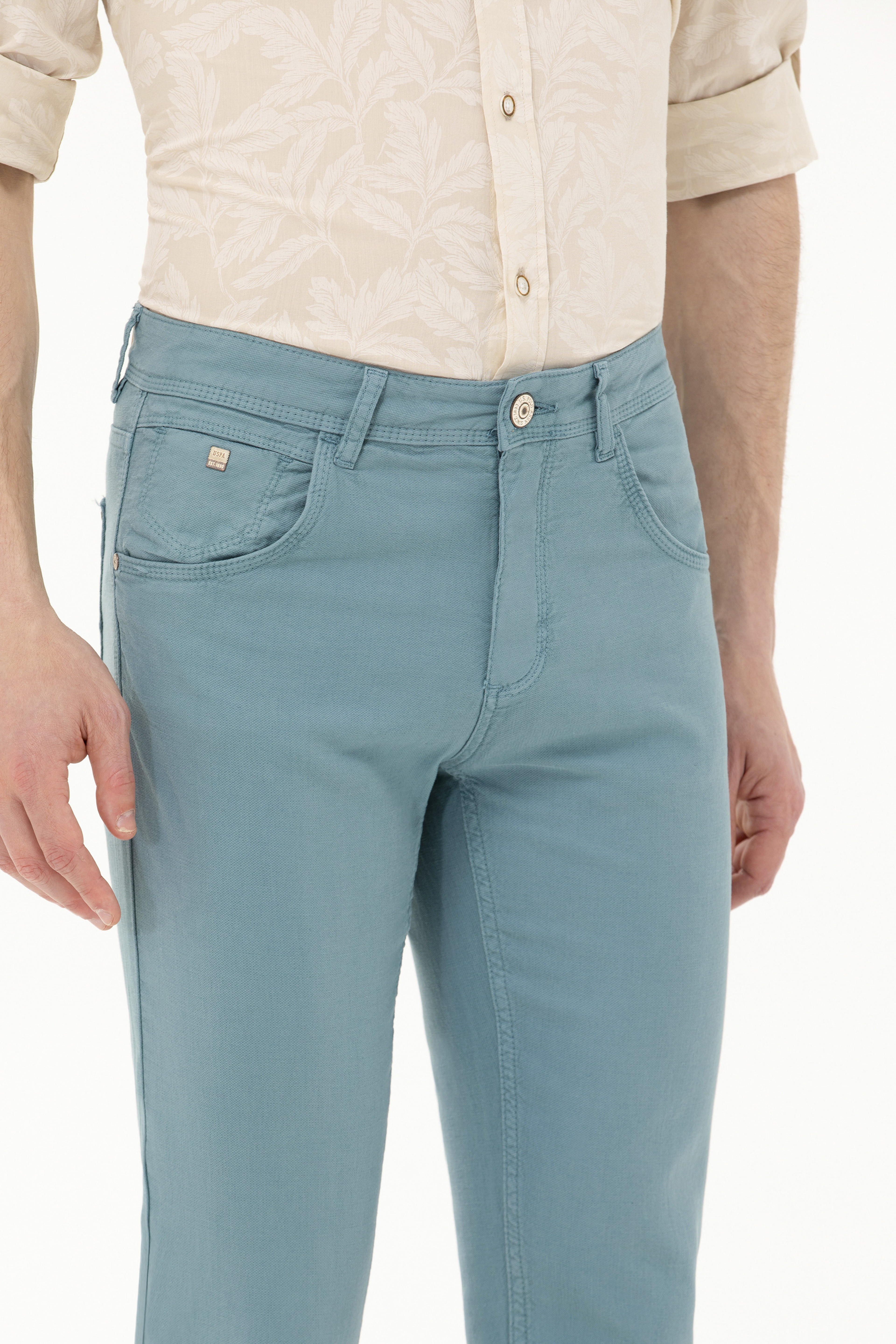 Erkek Slim Fit Mint Kanvas Pantolon - Image 5