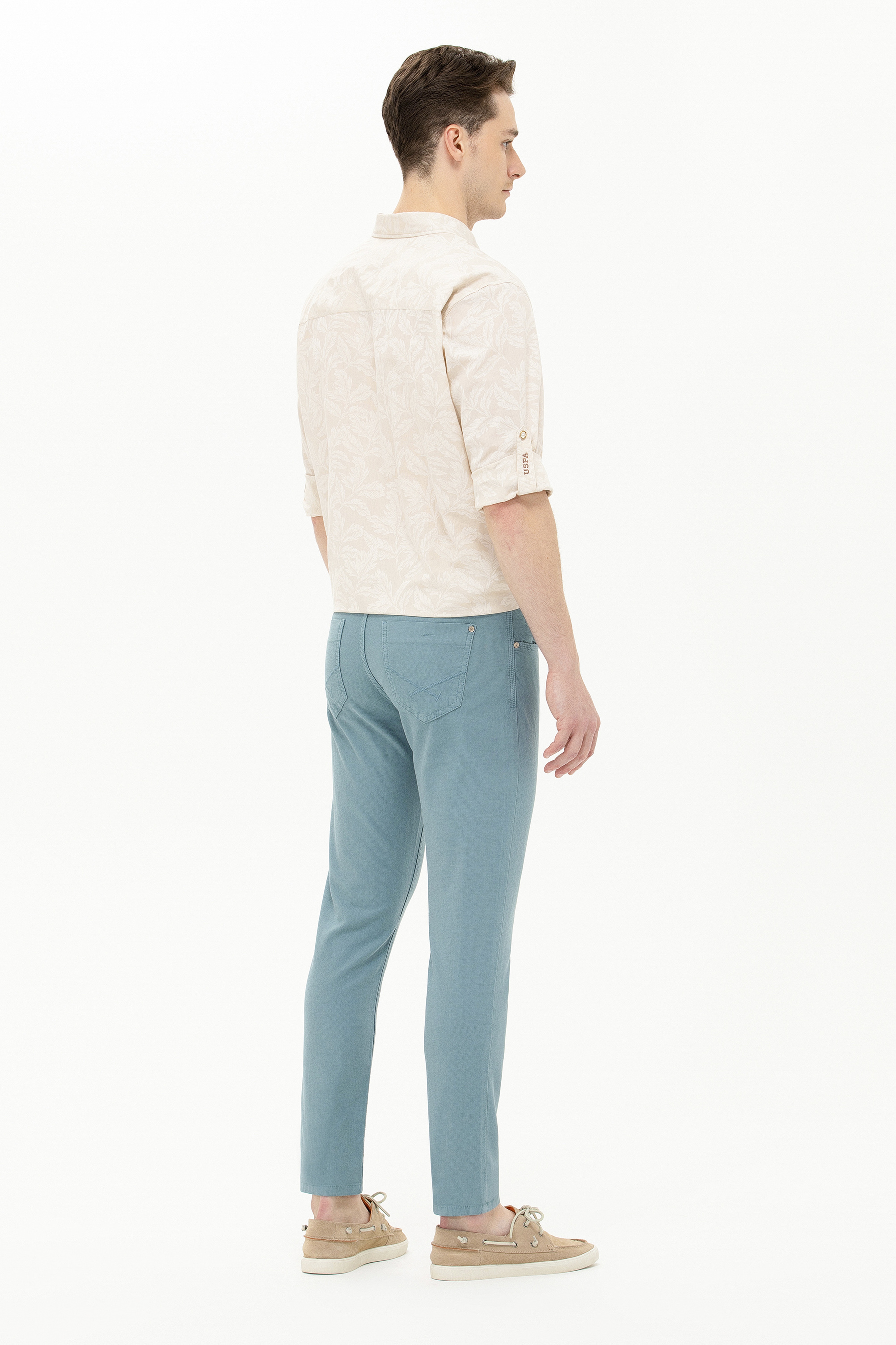 Erkek Slim Fit Mint Kanvas Pantolon - Image 4