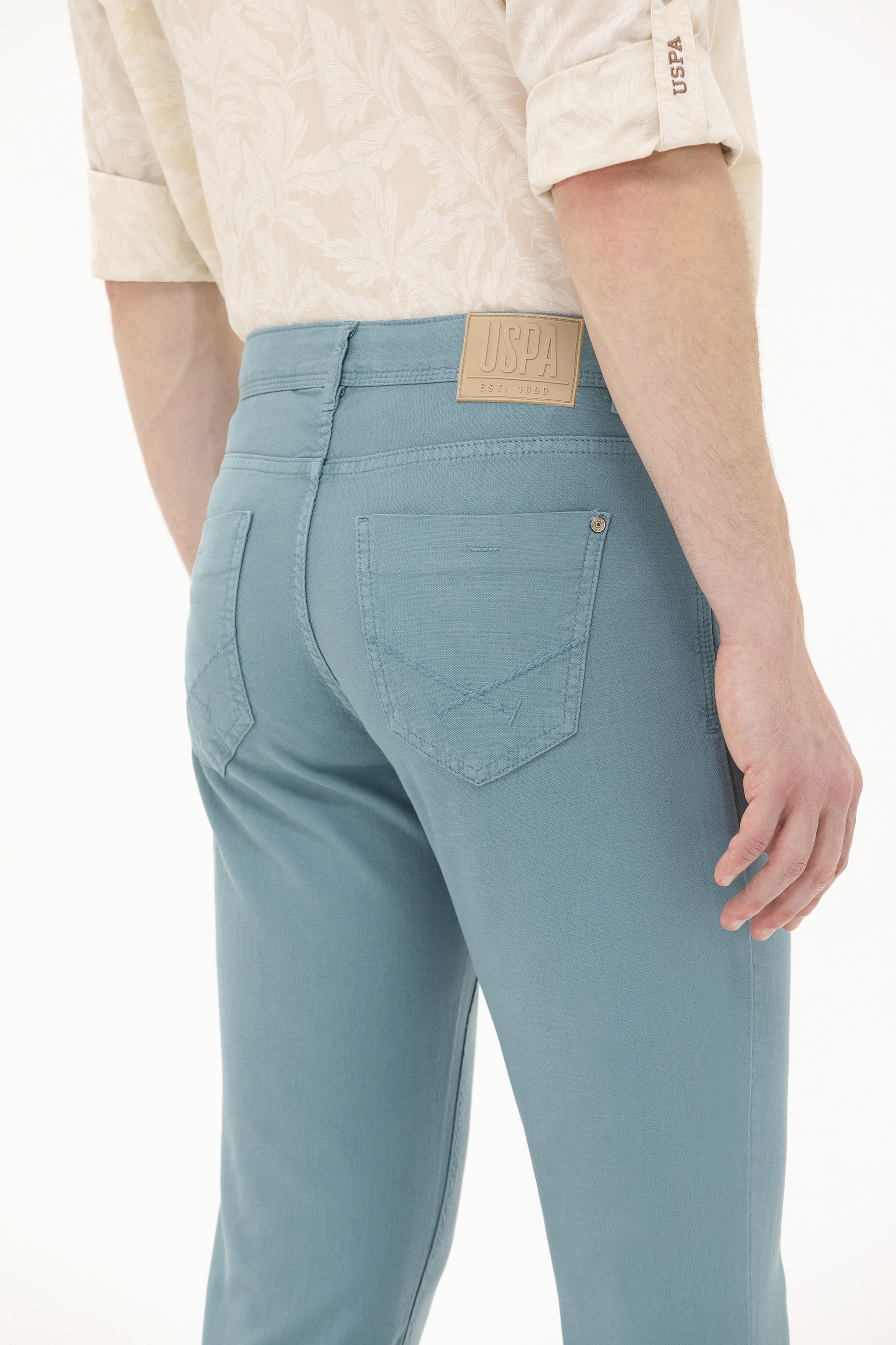 Erkek Slim Fit Mint Kanvas Pantolon - Image 7