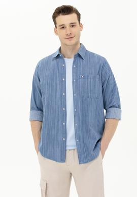 Erkek Açık Mavi Jean Gömlek - 50264363014