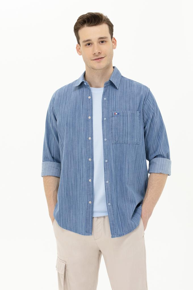 Erkek Açık Mavi Jean Gömlek