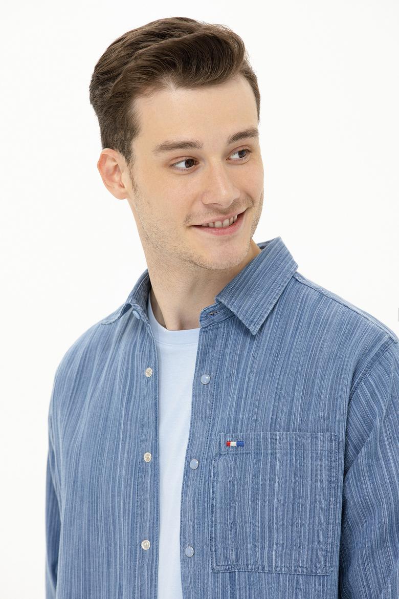 Erkek Açık Mavi Jean Gömlek - 50264363014
