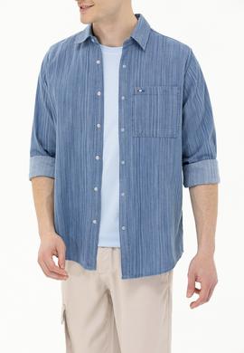 Erkek Açık Mavi Jean Gömlek - 50264363014