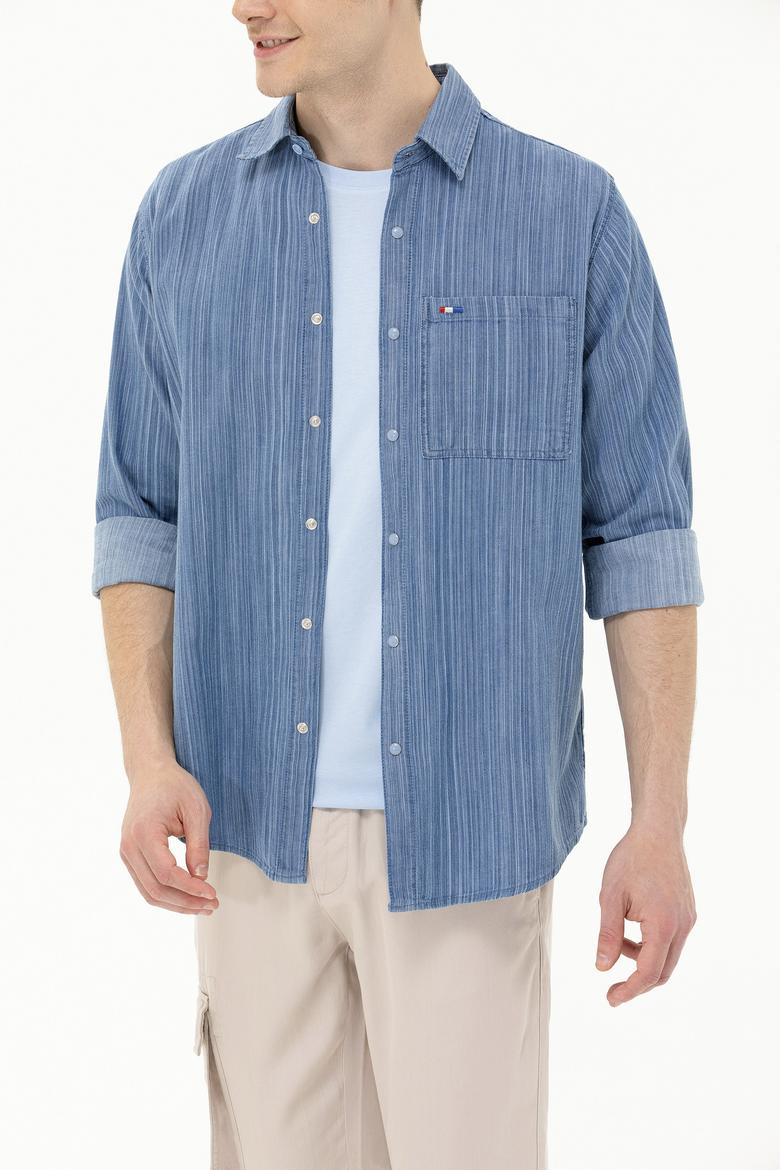 Erkek Açık Mavi Jean Gömlek - 50264363014