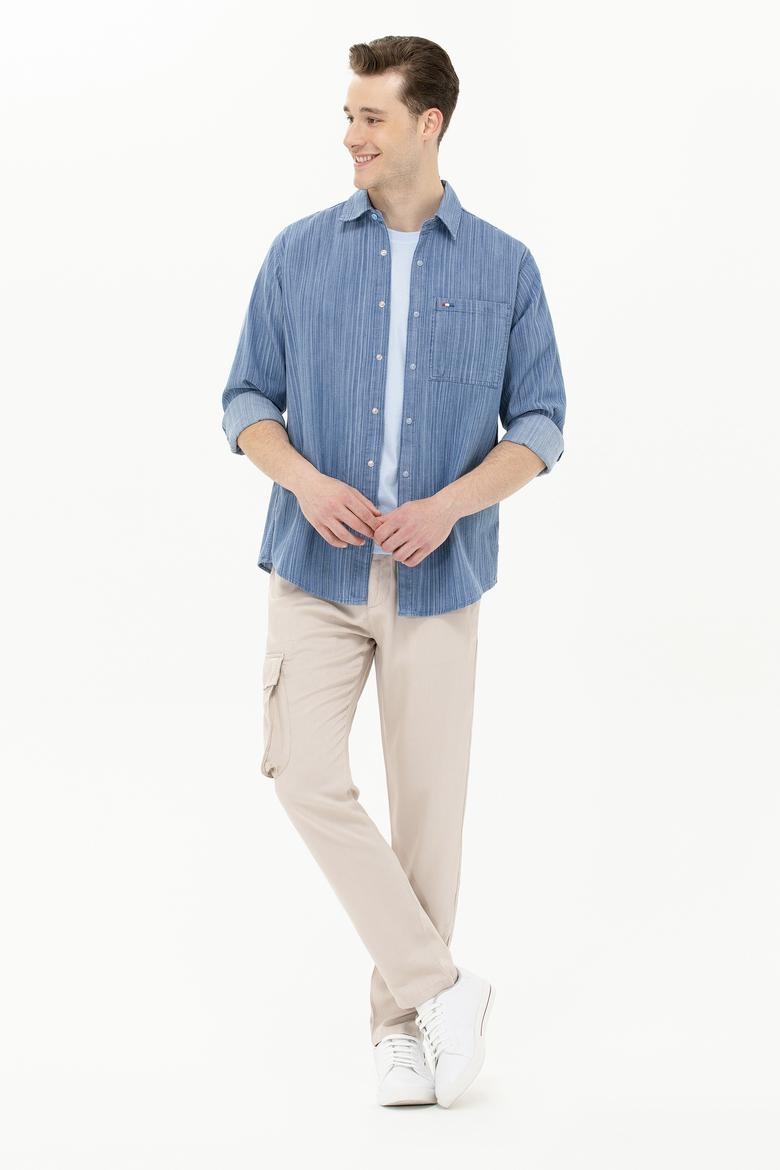 Erkek Açık Mavi Jean Gömlek - 50264363014