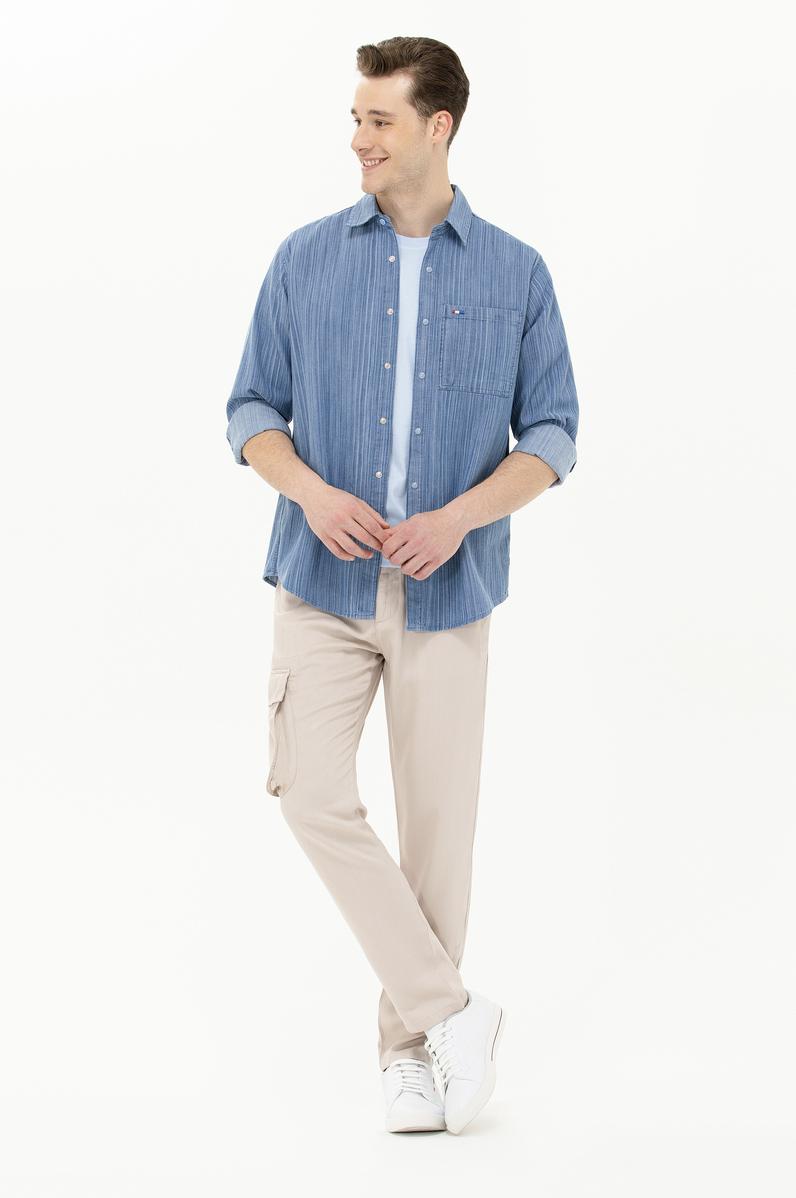 Erkek Açık Mavi Jean Gömlek