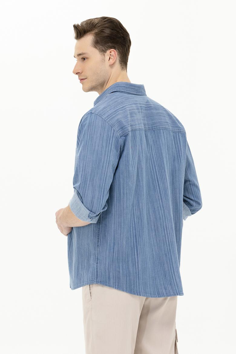 Erkek Açık Mavi Jean Gömlek - 50264363014