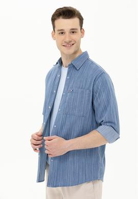 Erkek Açık Mavi Jean Gömlek - 50264363014