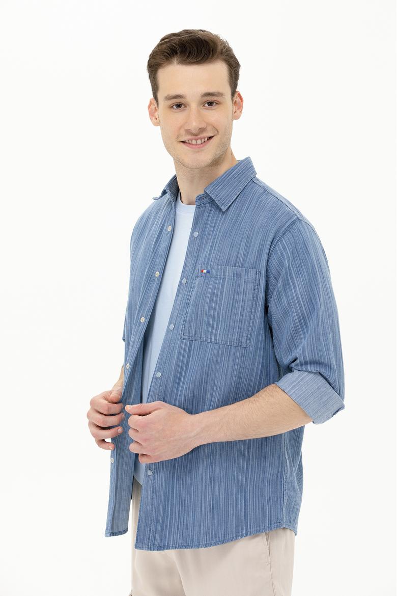 Erkek Açık Mavi Jean Gömlek - 50264363014