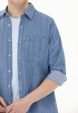 Erkek Açık Mavi Jean Gömlek - 50264363014