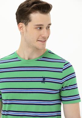 Erkek Yeşil Bisiklet Yaka Tişört - 50263261034