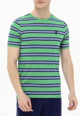 Erkek Yeşil Bisiklet Yaka Tişört - 50263261034