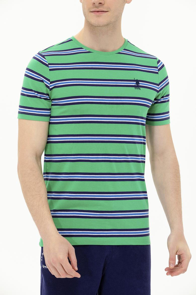 Erkek Yeşil Bisiklet Yaka Tişört - 50263261034