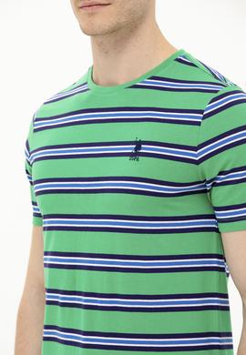 Erkek Yeşil Bisiklet Yaka Tişört - 50263261034