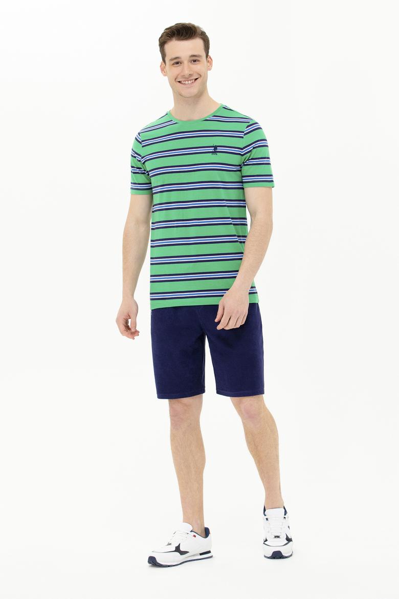 Erkek Yeşil Bisiklet Yaka Tişört - 50263261034