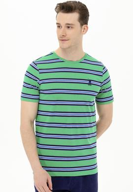 Erkek Yeşil Bisiklet Yaka Tişört - 50263261034