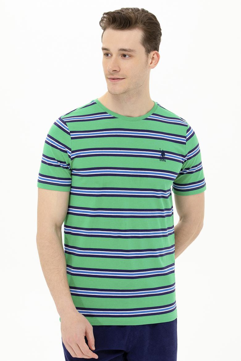 Erkek Yeşil Bisiklet Yaka Tişört - 50263261034