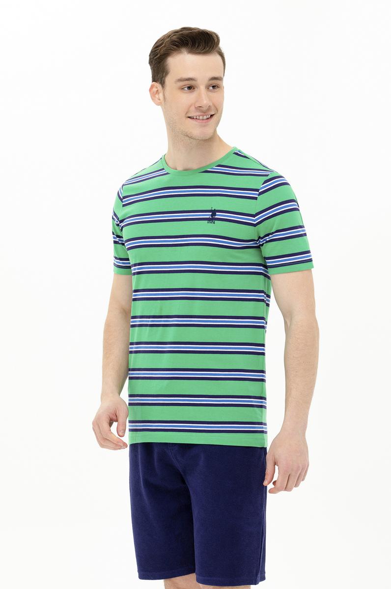 Erkek Yeşil Bisiklet Yaka Tişört