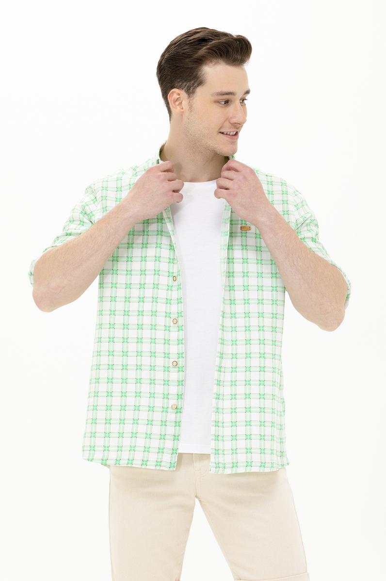 Erkek Kareli Yeşil Gömlek