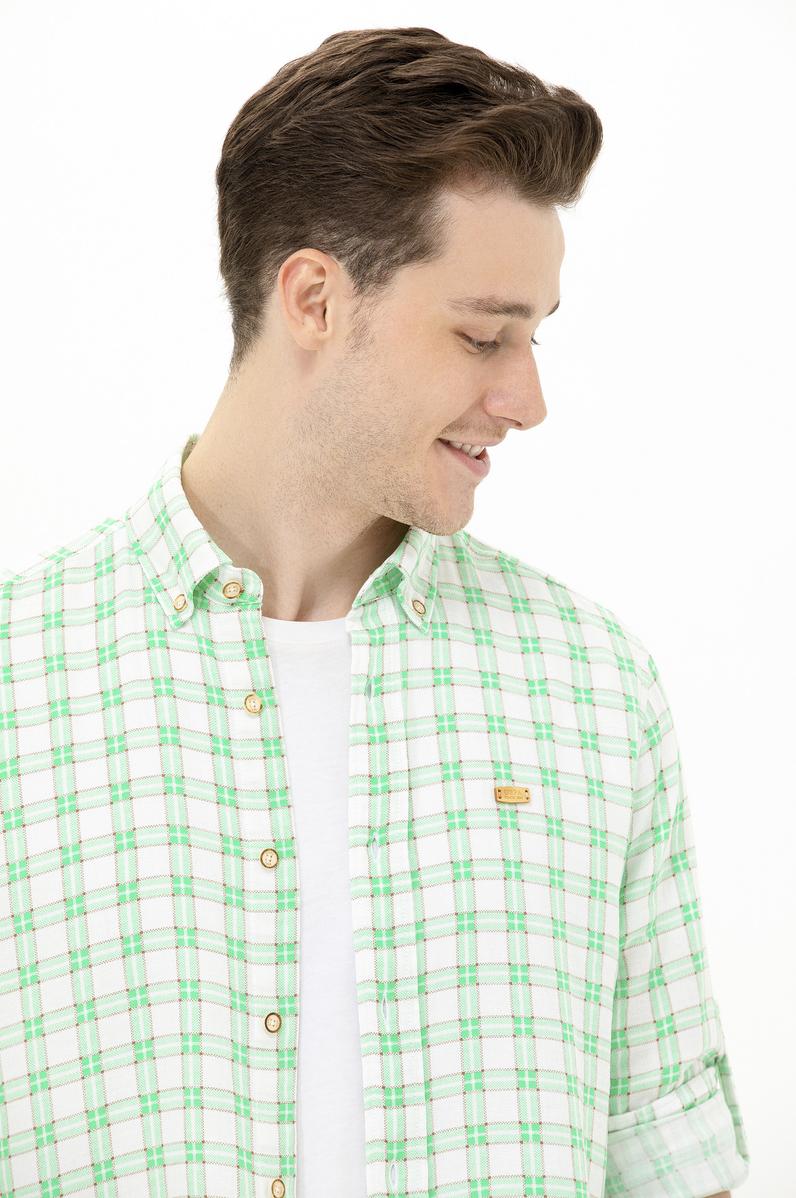 Erkek Kareli Yeşil Gömlek