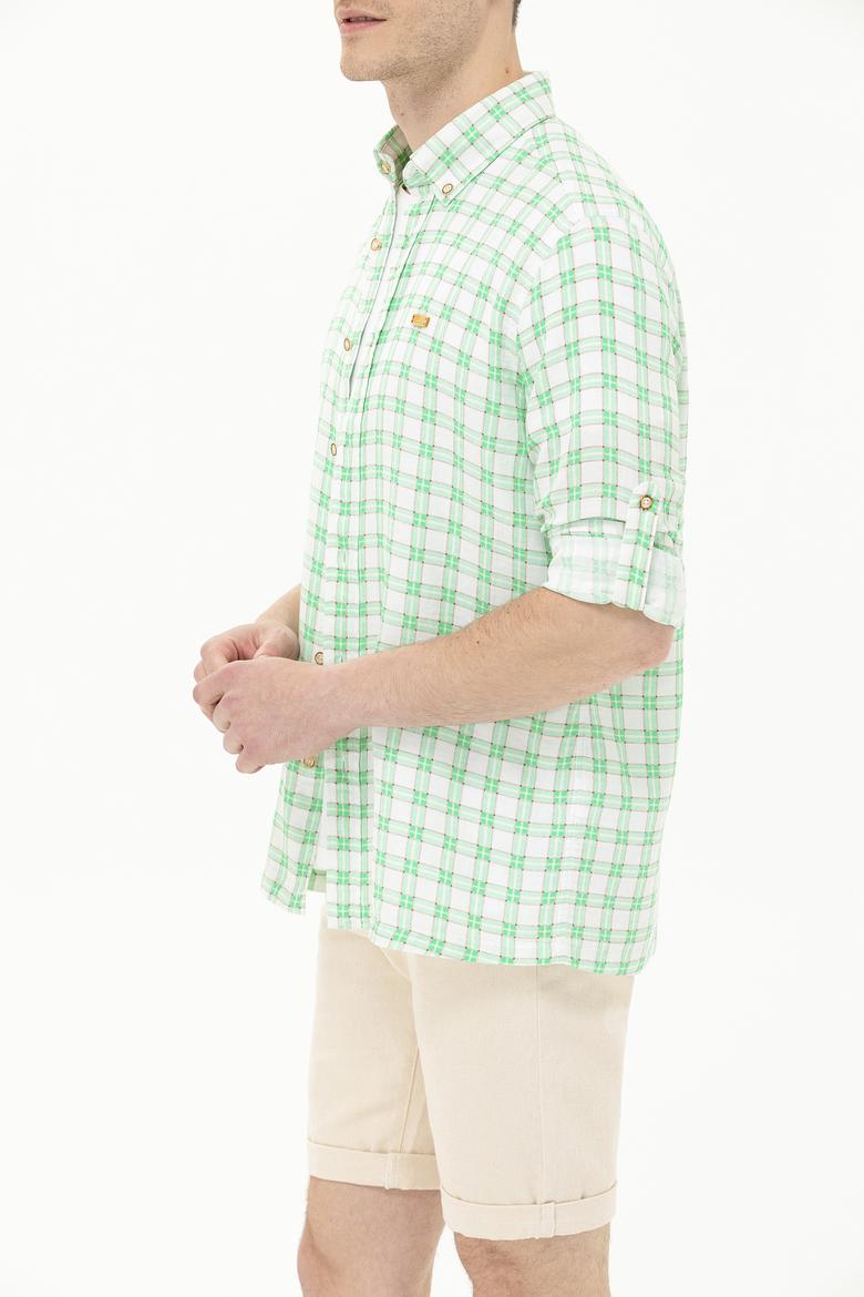 Erkek Kareli Yeşil Gömlek - 50263337033