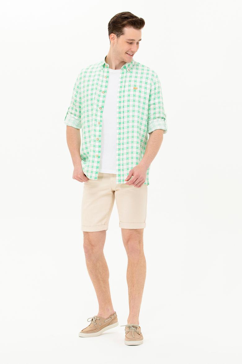Erkek Kareli Yeşil Gömlek - 50263337033