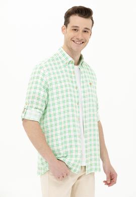 Erkek Kareli Yeşil Gömlek - 50263337033