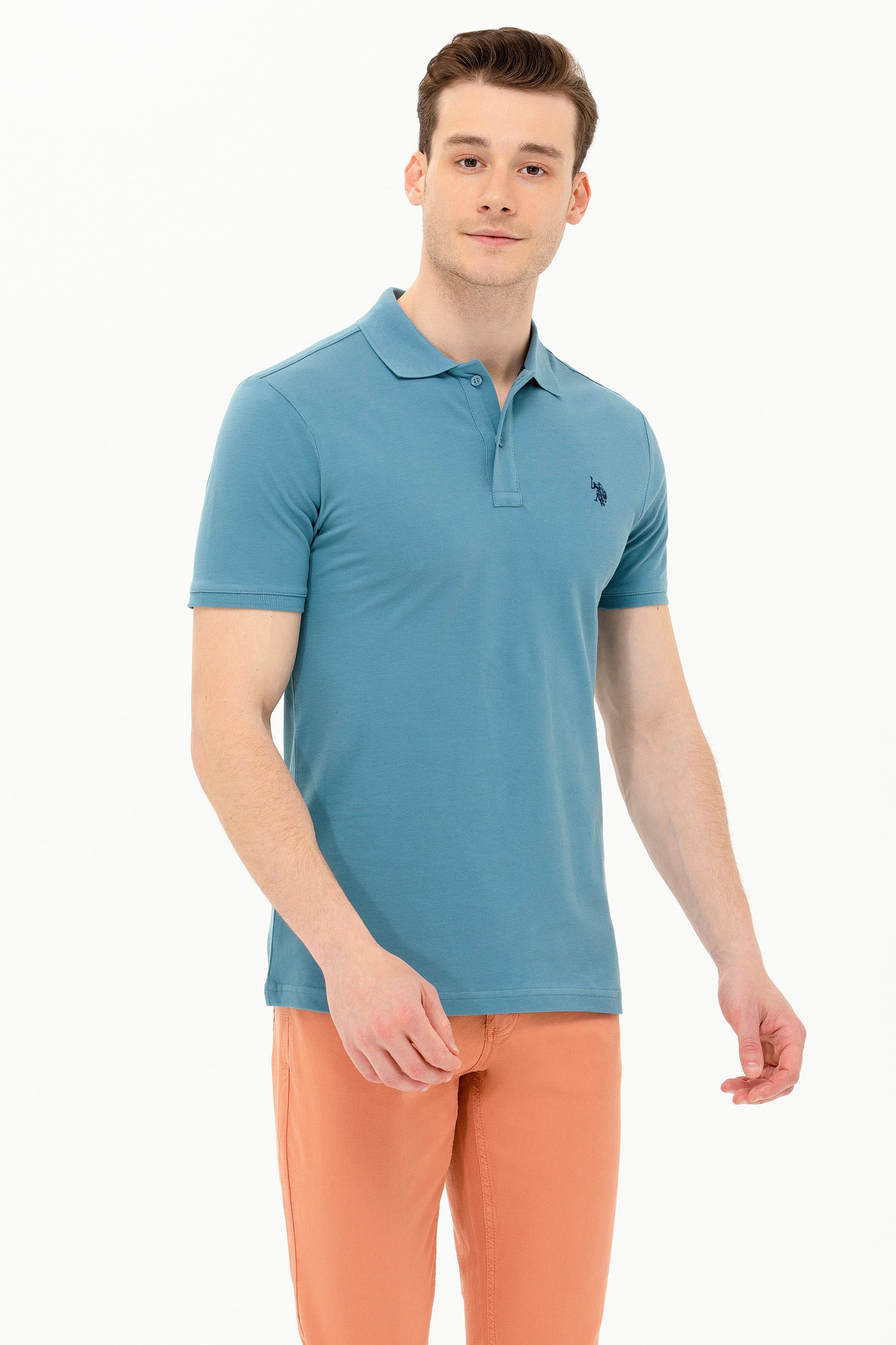 Erkek Koyu Mint Basic Polo Yaka Tişört