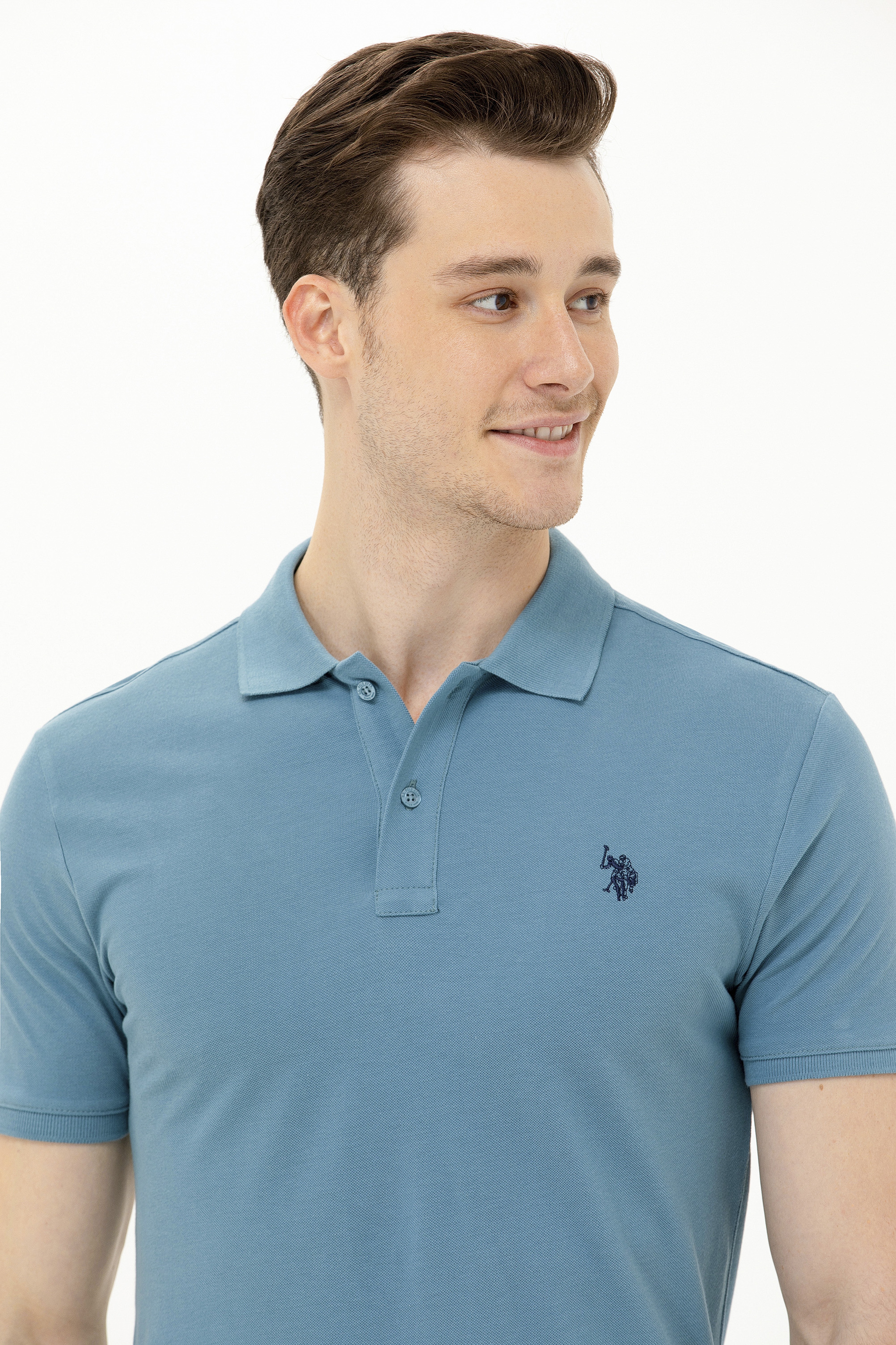 Erkek Koyu Mint Basic Polo Yaka Tişört - Image 2