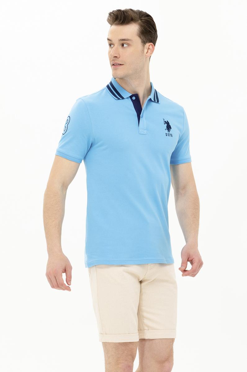 Erkek Turkuaz Basic Polo Yaka Tişört