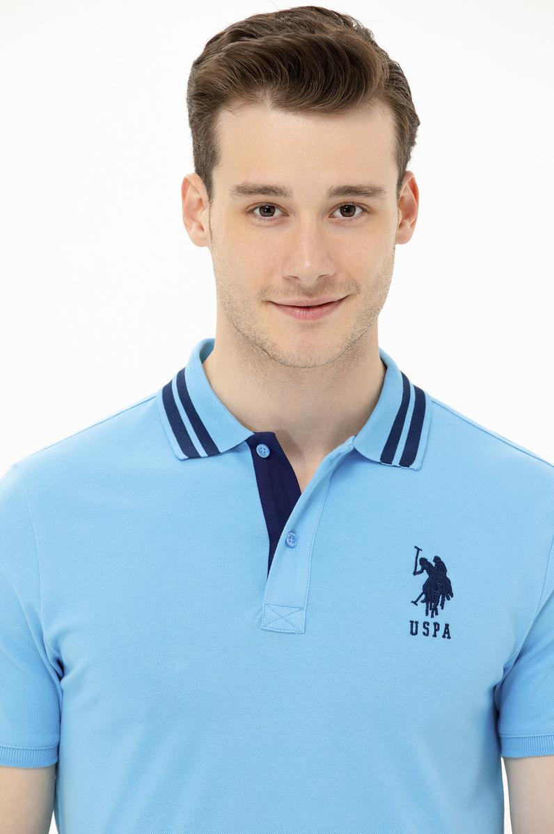 Erkek Turkuaz Basic Polo Yaka Tişört