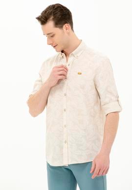 Erkek Ekru Uzun Kollu Gömlek - 50263598034