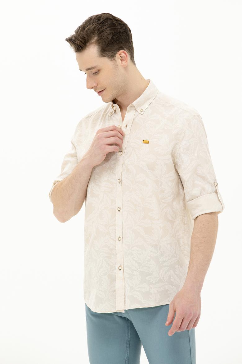 Erkek Ekru Uzun Kollu Gömlek - 50263598034