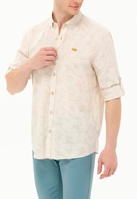 Erkek Ekru Uzun Kollu Gömlek - 50263598034