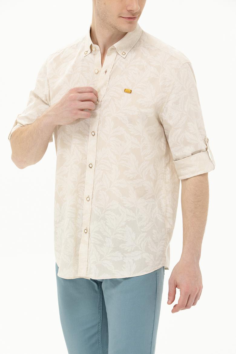 Erkek Ekru Uzun Kollu Gömlek - 50263598034