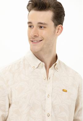 Erkek Ekru Uzun Kollu Gömlek - 50263598034