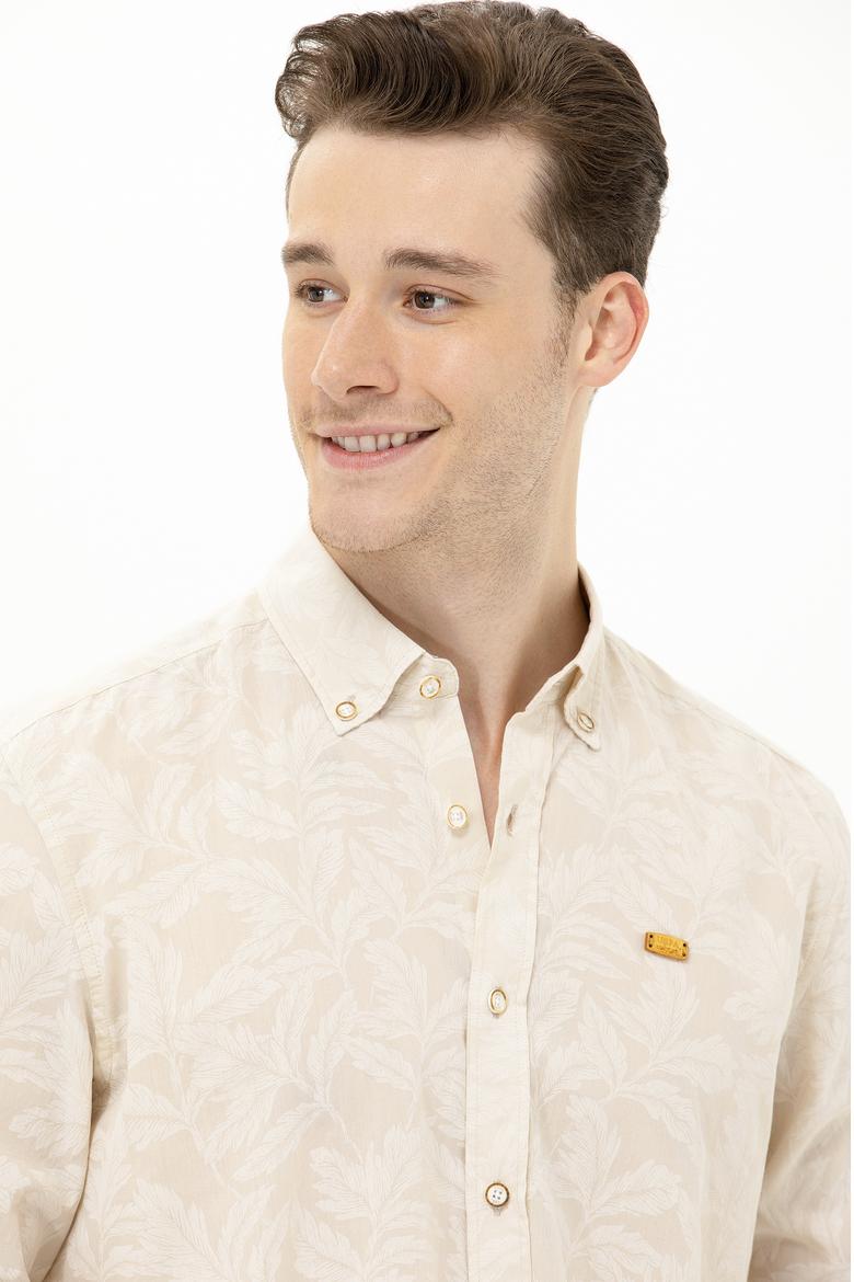 Erkek Ekru Uzun Kollu Gömlek - 50263598034