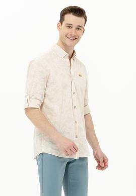 Erkek Ekru Uzun Kollu Gömlek - 50263598034