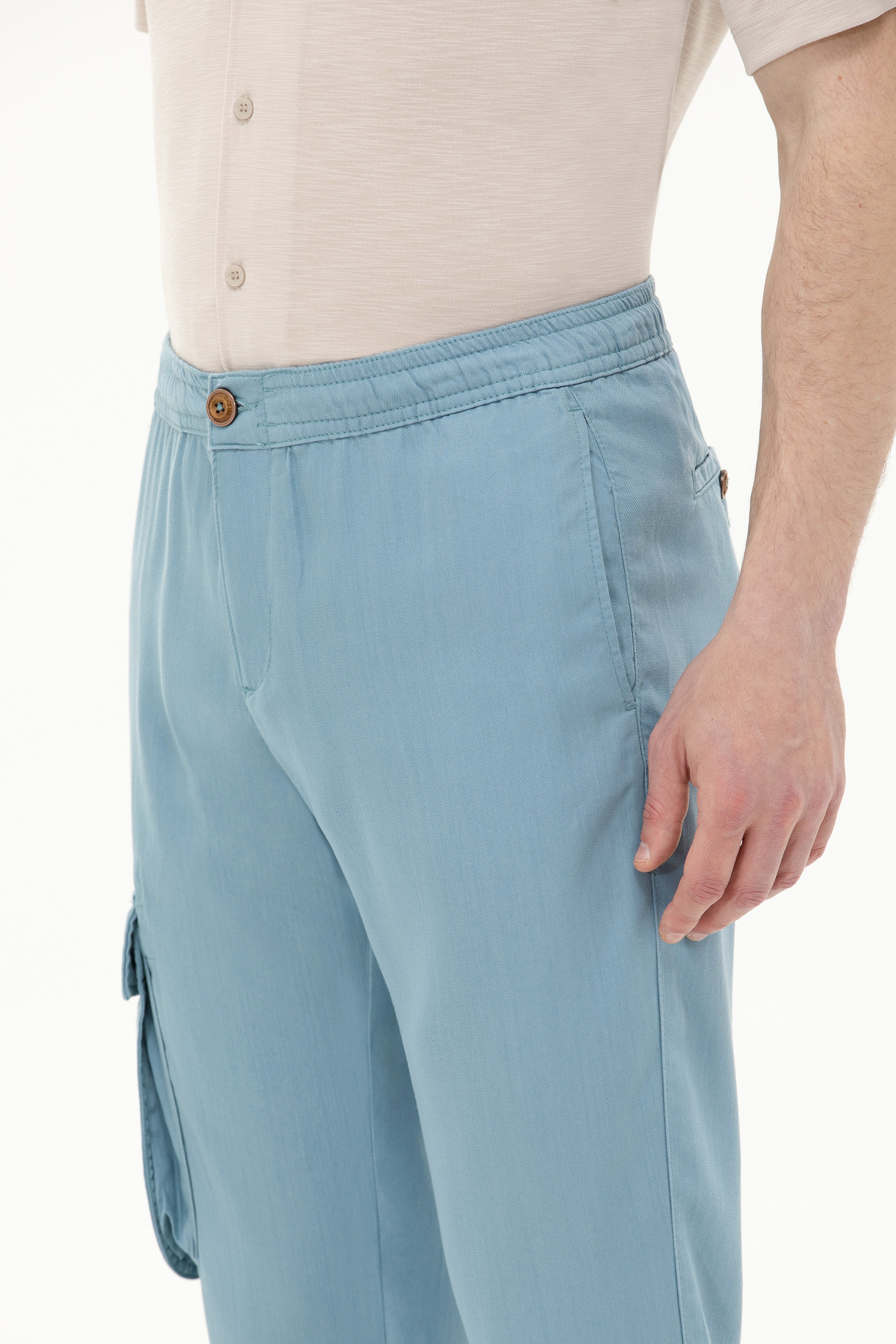 Erkek Carrot Fit Mint Kanvas Pantolon - Image 6
