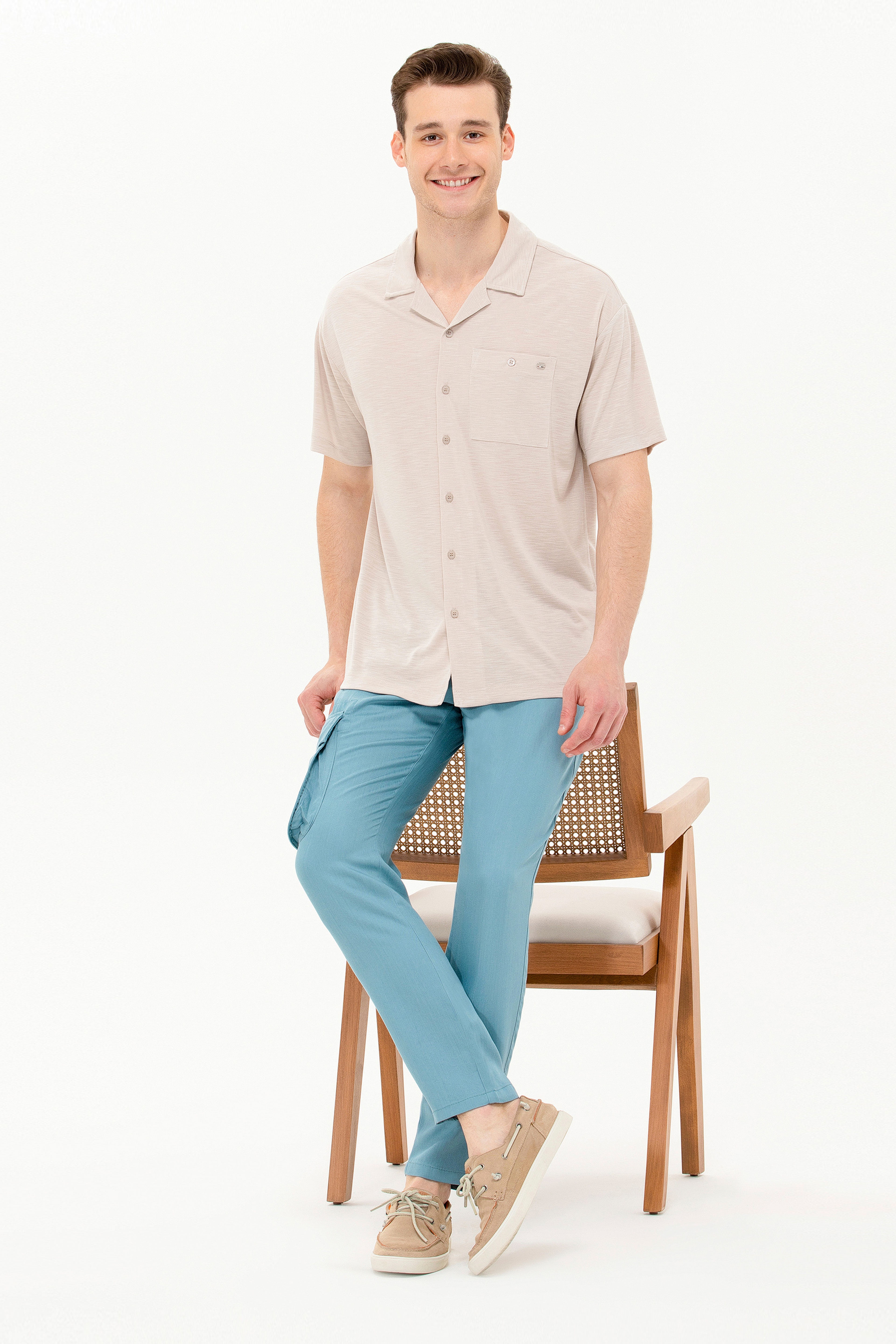 Erkek Carrot Fit Mint Kanvas Pantolon - Image 1