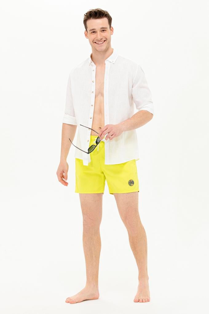 Erkek Neon Sarı Deniz Şortu