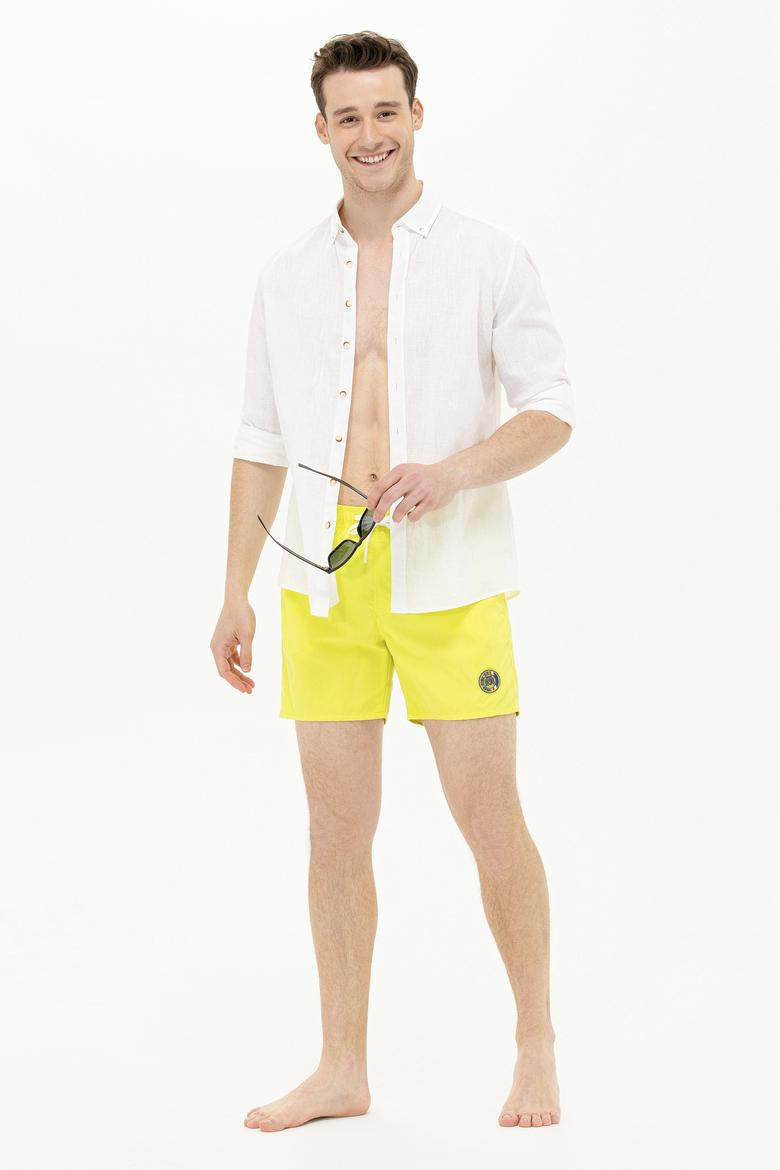 Erkek Neon Sarı Deniz Şortu