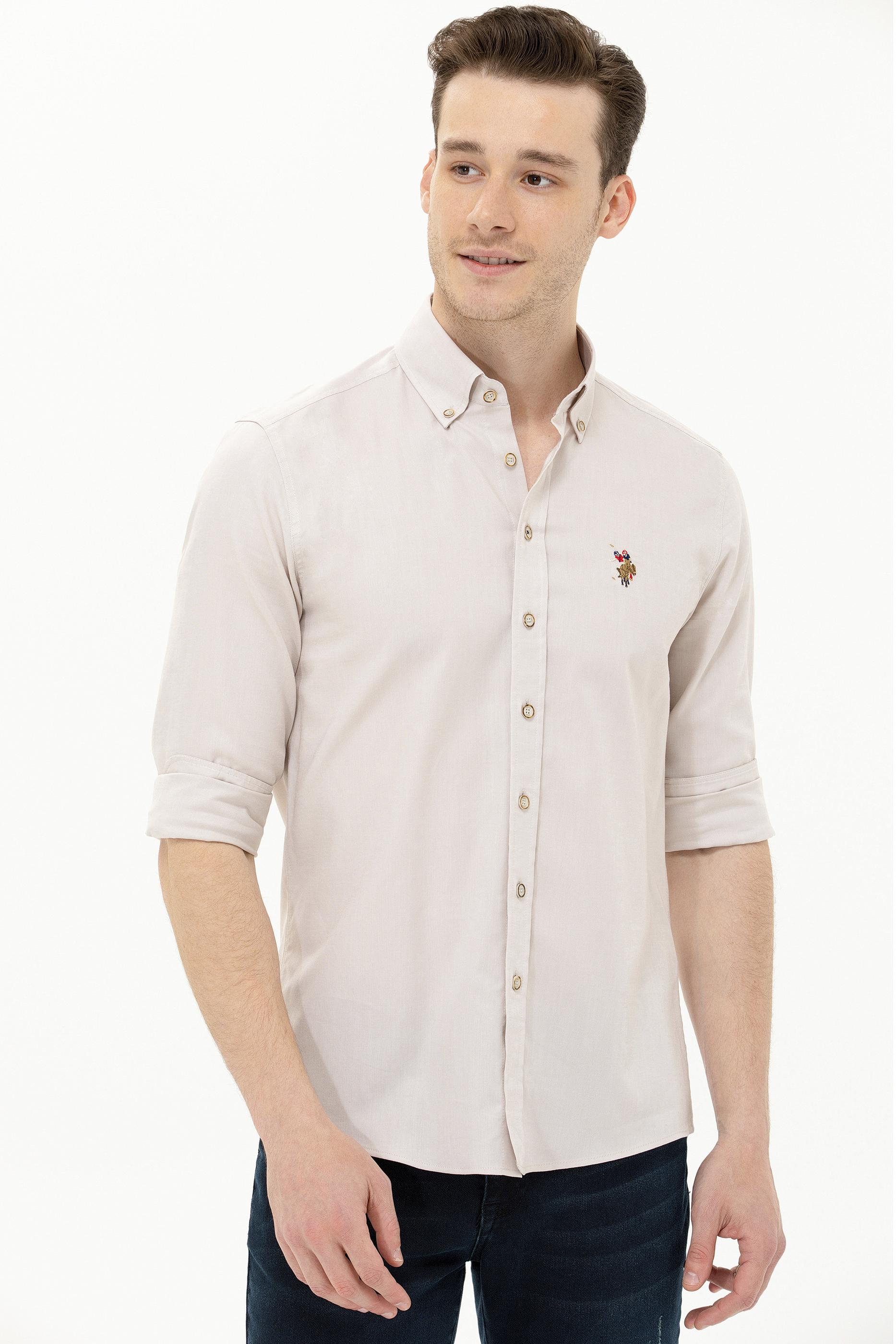 Erkek Taş Uzun Kollu Basic Gömlek